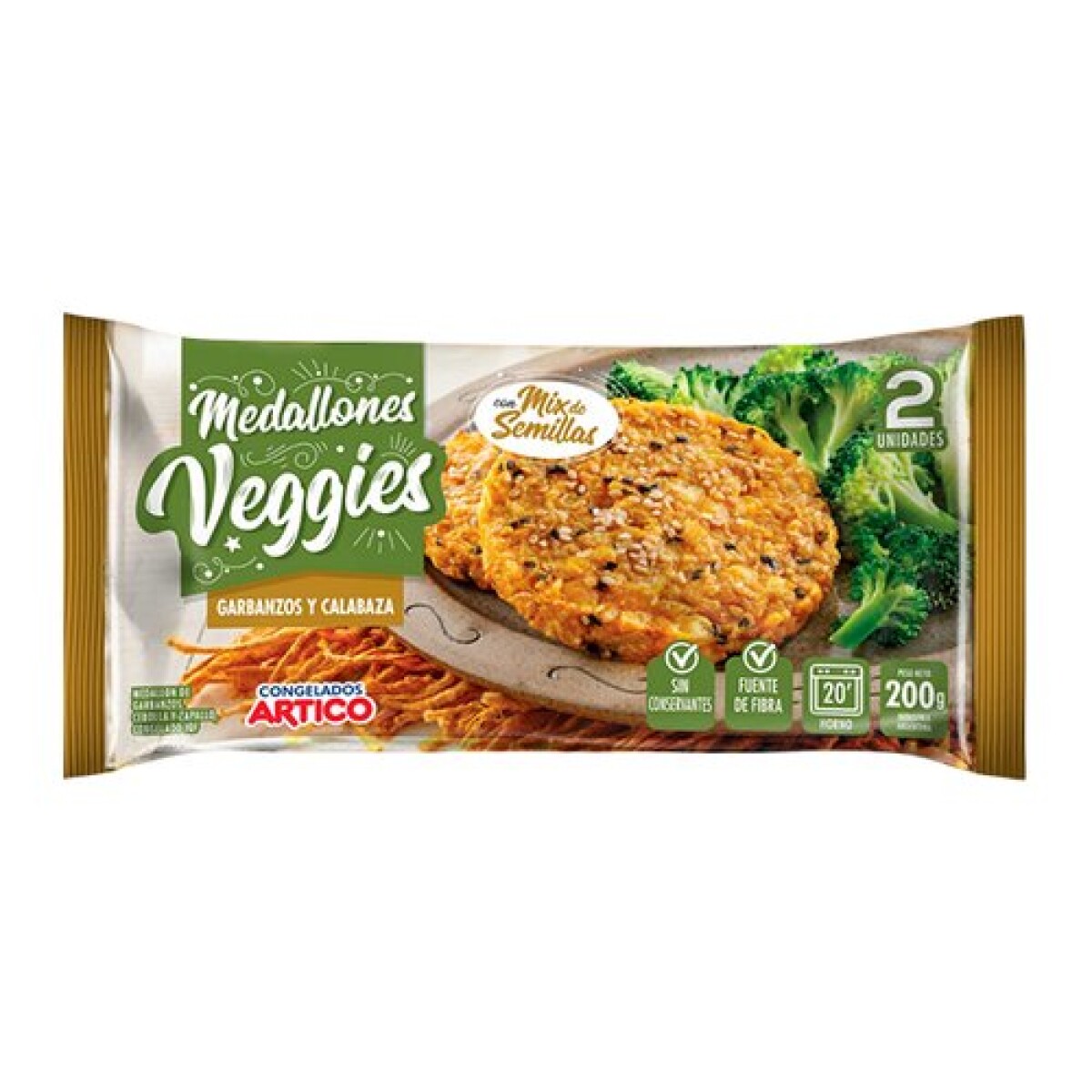 Medallon Veggie Garbanzos y Calabaza Artico 2 Unidades 