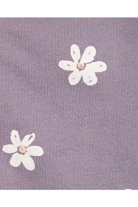 Campera de algodón con capucha diseño flores Sin color