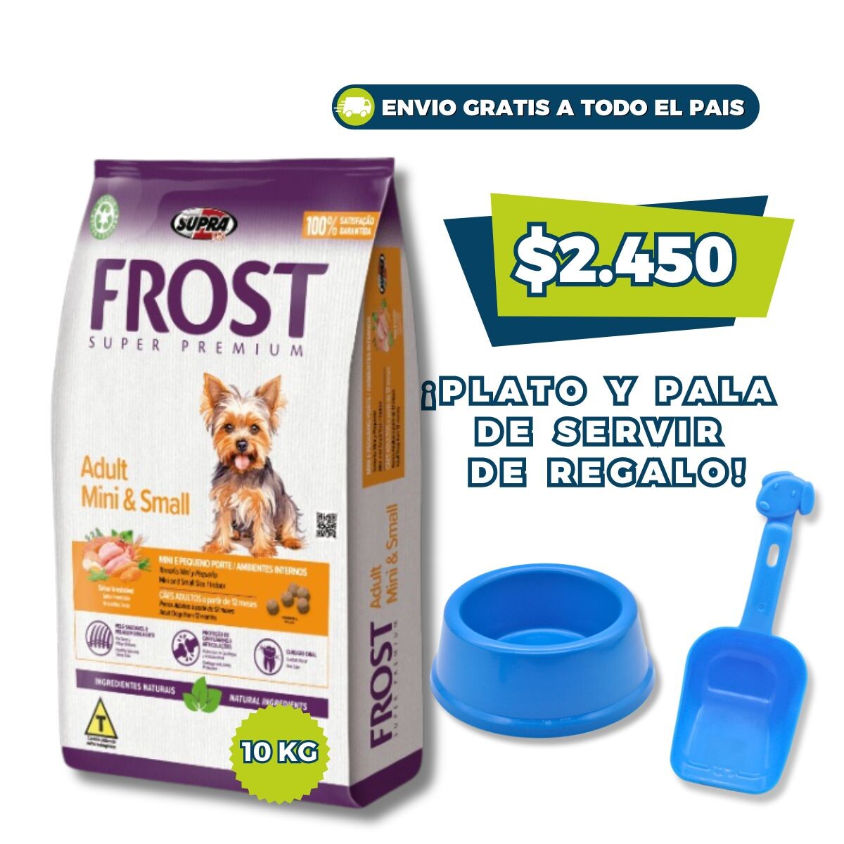 FROST PERROS ADULTOS RAZAS PEQUEÑAS - 10.1 KG + PLATO + PALA DE SERVIR DE REGALO 