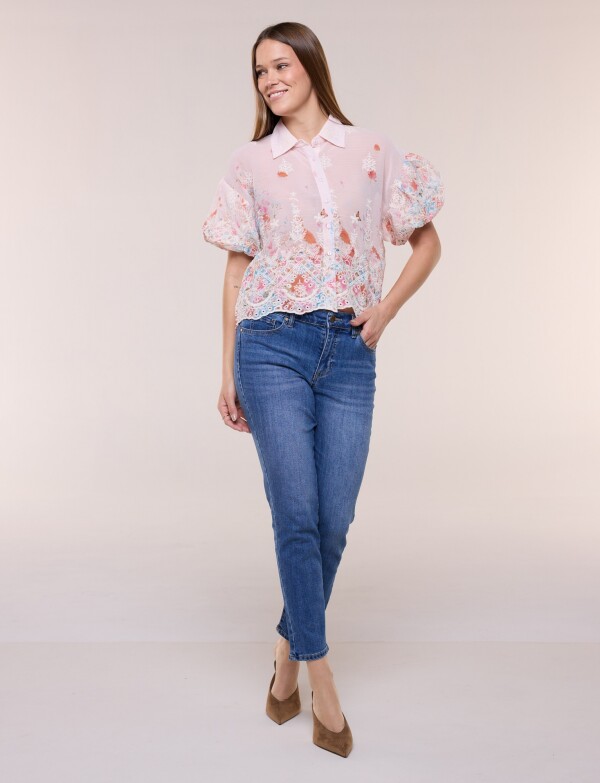 Camisa Boho Bordada ROSA/MULTI