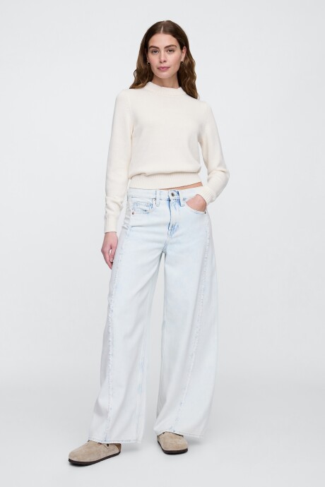 Buzo Algodòn Cuello Alto Mujer Ivory Frost