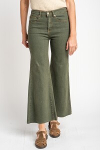 Flare Wide Leg Lavado Oliva