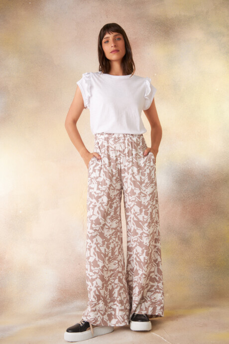 Pantalón Milán Beige con flores