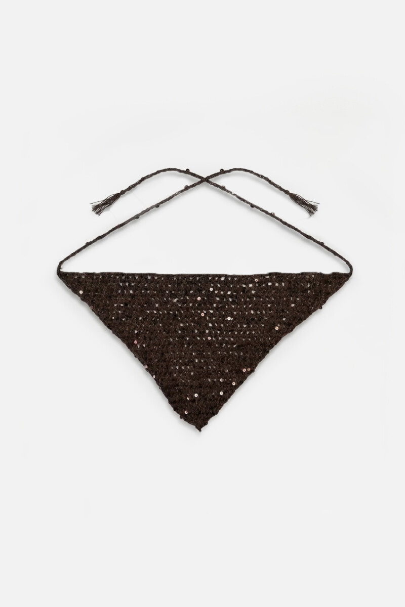 Bandana tejida lentejuelas marrón