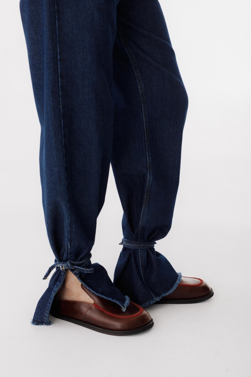 Jean Straight Belt Azul Oscuro