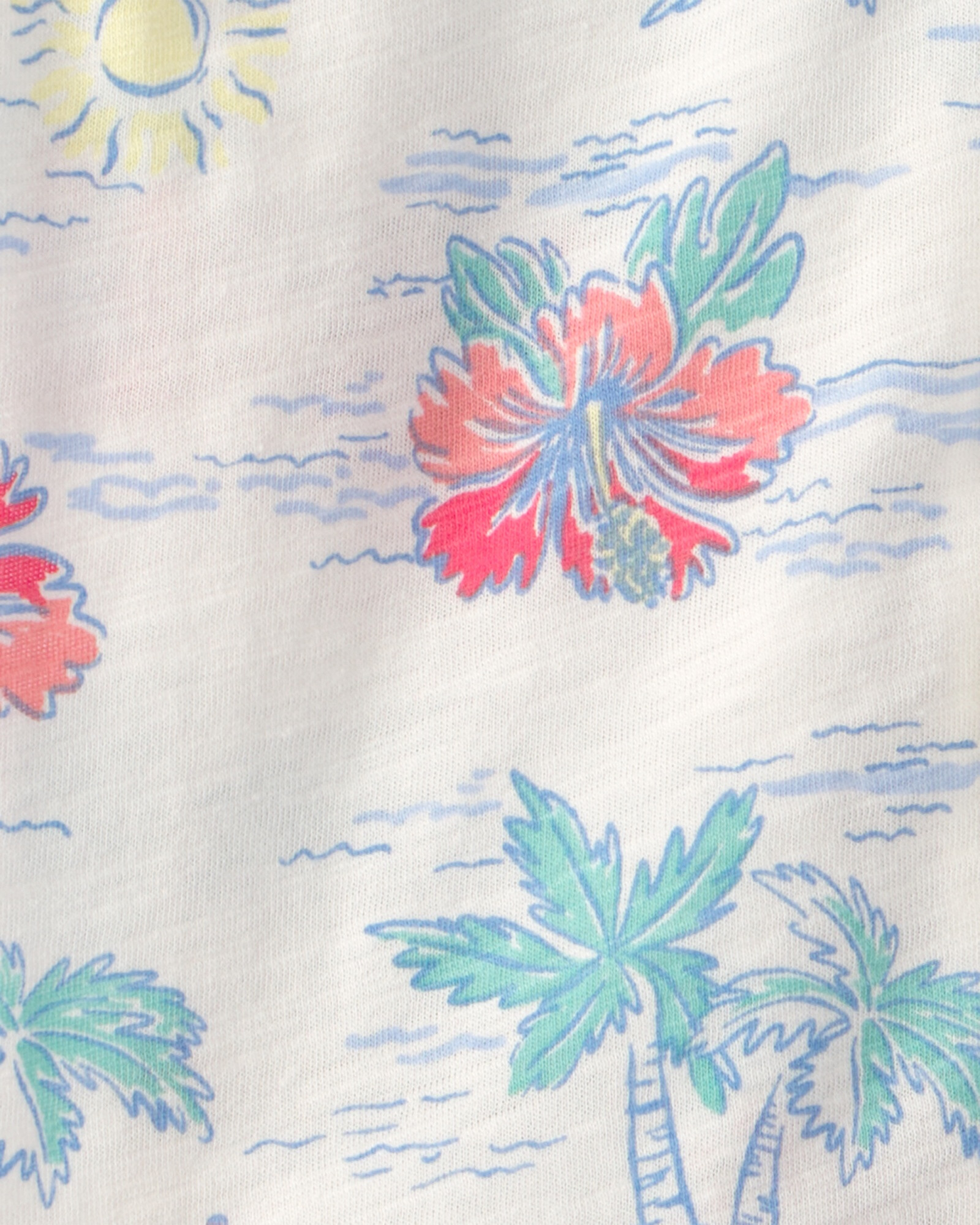 Camisa de algodón, manga corta, gris, diseño tropical Sin color