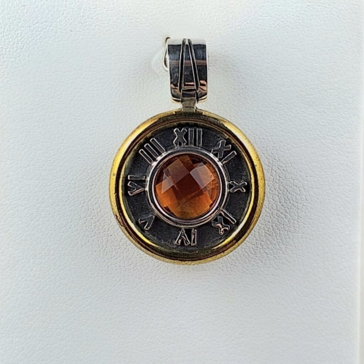 Colgante de plata 925 y double en oro 18 ktes con circonia de color Diámetro 24 cm - Diámetro 24 cm 