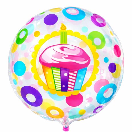 Globo transparente cupcake y velita Globo transparente cupcake y velita