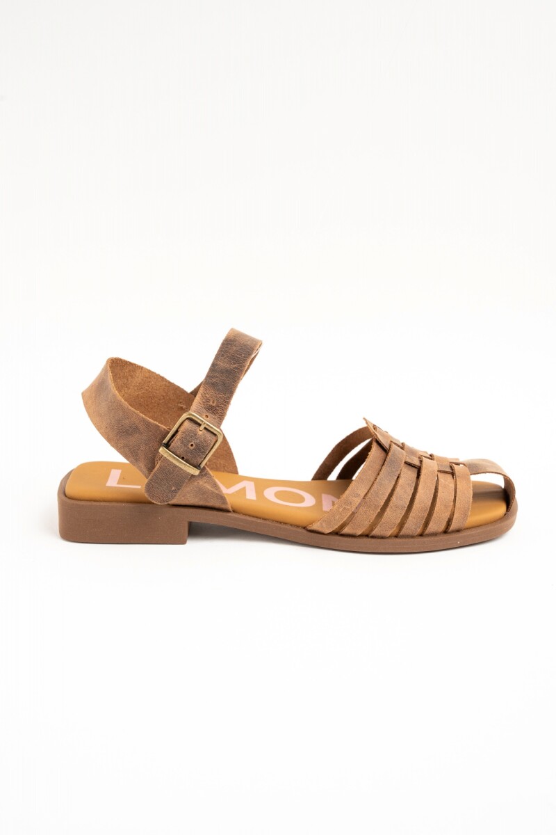 Sandalia Cangrejera Con Tobillera Chocolate