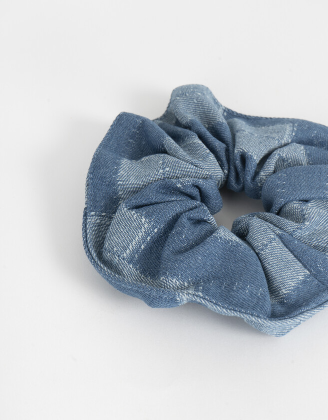 Skunzies De denim Scrunchie - Azul Celeste