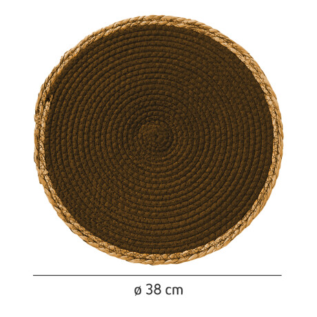 Mantel Individual en Fibra Natural y Algodón Ø38Cm Paramount Marrón