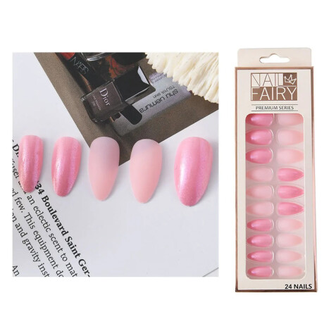Set De Uñas Postizas Diana Punta Ballerina Rosa