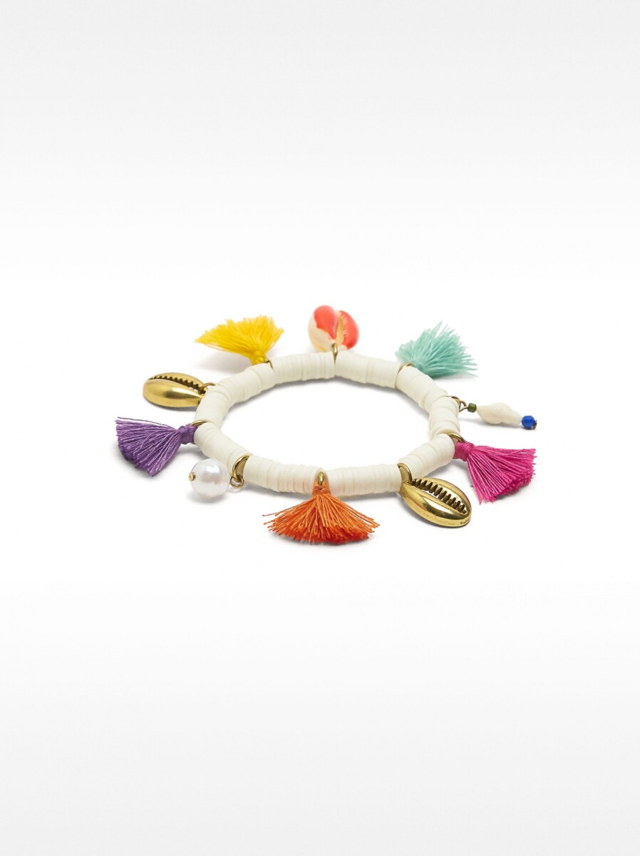 Pulsera Con Conchas Y Borlas Multicolor - multicolor 