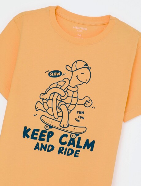 CAMISETA DE NIÑO MANGA CORTA ESTAMPADA NARANJA