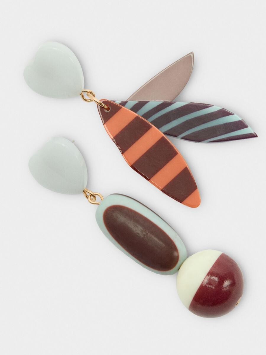 Pendientes Asimétricos Con Cuentas Multicolor multicolor