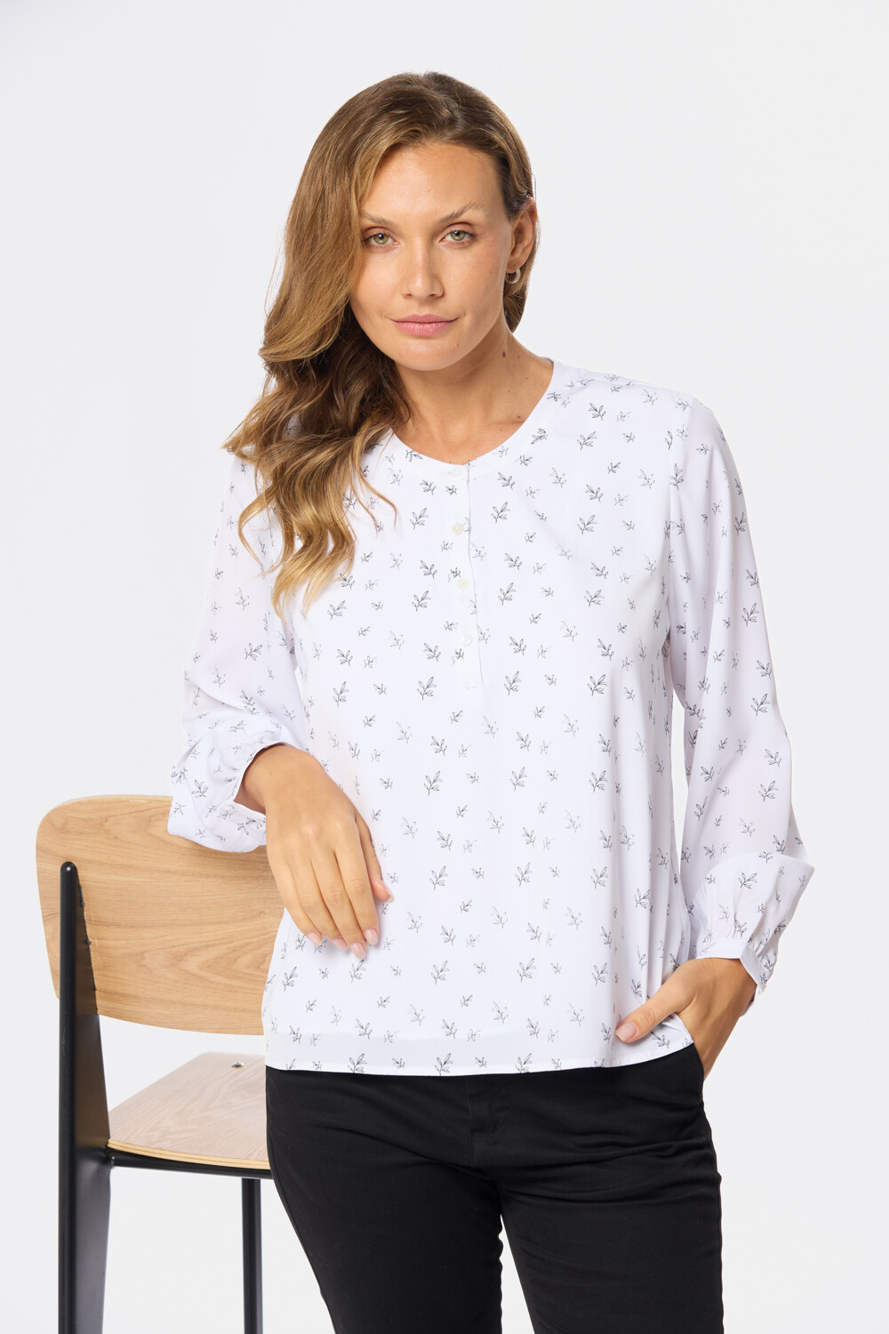 BLUSA CLASICA Hojas Azul