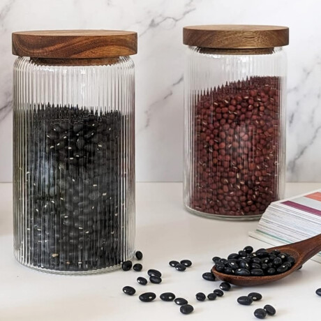 Frasco de vidrio con tapa de madera - Grande 9x25cm Sc