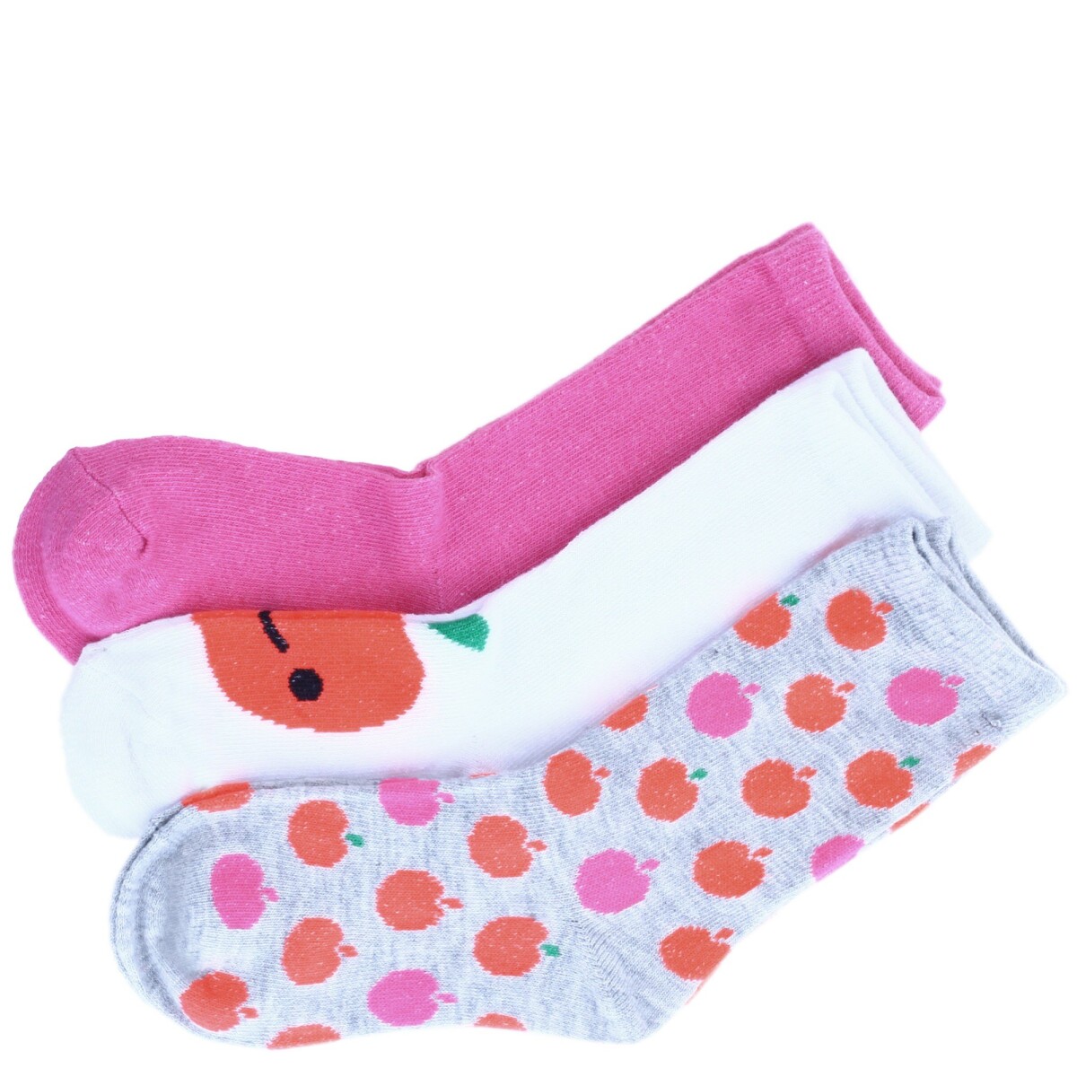 Medias de Niña MINI Miss Carol MEDIA APPLE PACK X3 - Blanco / Rosado / Gris 