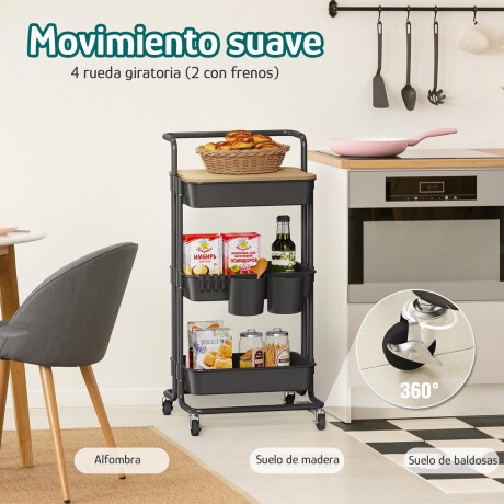 Carrito Organizador Multiuso 3Niveles Ruedas 360° Tapa Azul
