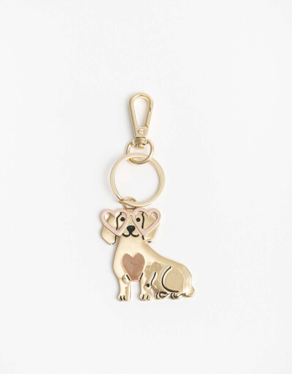 Llavero Perro Salchicha Metalico - Dorado 