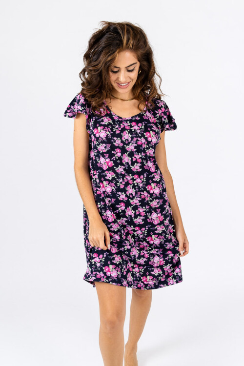 CAMISON ESTAMPADO MANGA CORTA AZUL CON FLORES