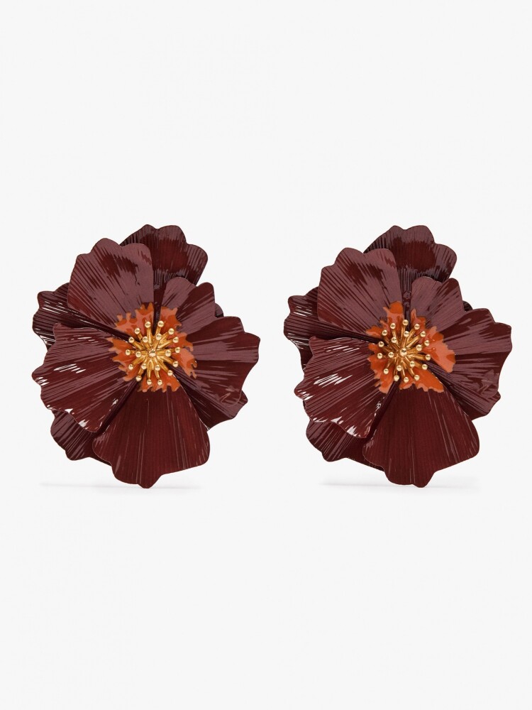 Pendientes Maxi Con Flor Doble En Relieve naranja