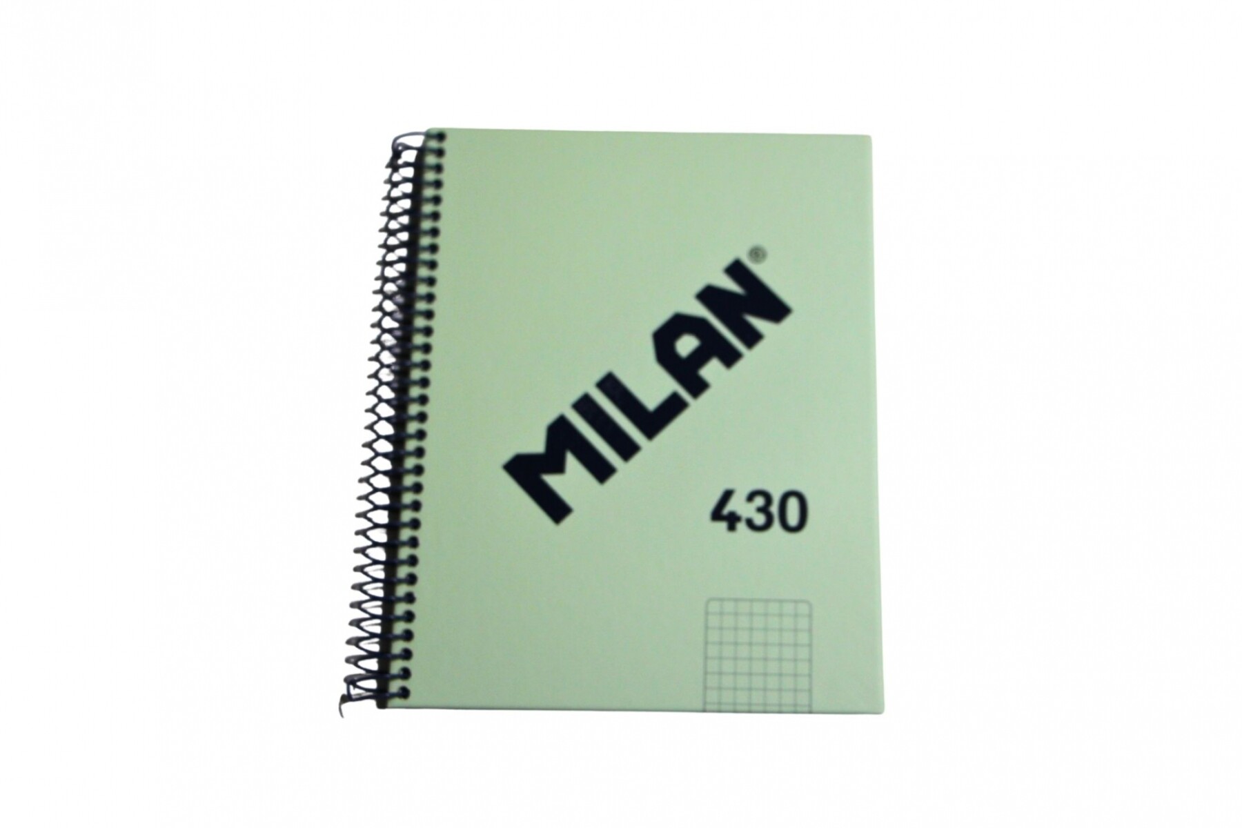 CUADERNO MILAN CON ESPIRAL TAMAÑO A5 CUADRICULADO DE 80 HOJAS COLOR VERDE PASTEL 