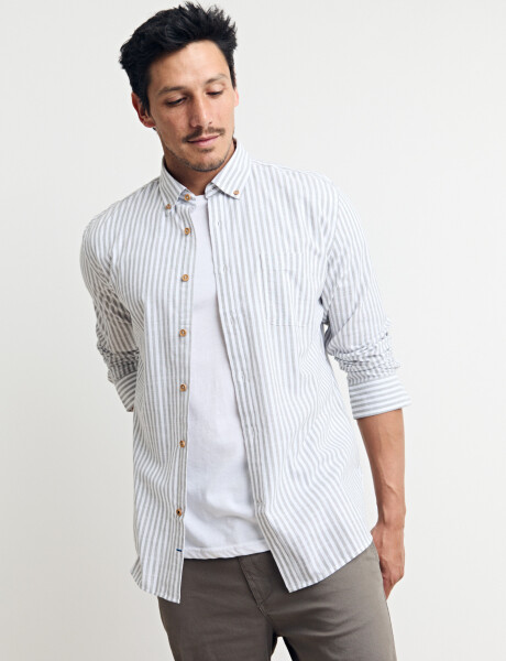 012505 CAMISA HARRINGTON LABEL Kaki / Blanco