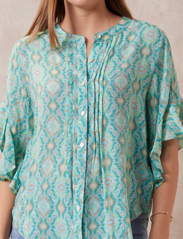 Blusa Manga Volado VERDE/MULTI