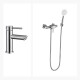 Juego De Griferia Incluye Ducha Exterior Y Lavatorio Bajo Brush Nickel 000