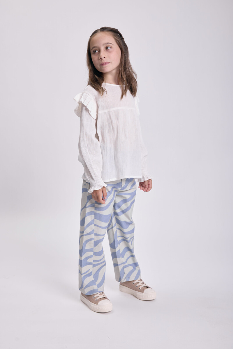 Pantalón jean slouchy cortes - Celeste 