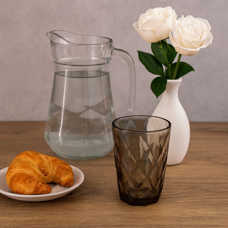 Vaso de Vidrio Alto Diseño Diamante Set 6 Unidades Vaso de Vidrio Alto Diseño Diamante Set 6 Unidades