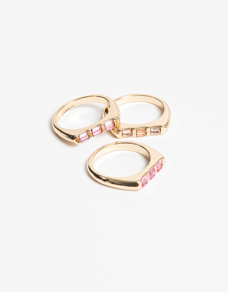 Sets Anillos Strass Set De Anillos Strass - Dorado