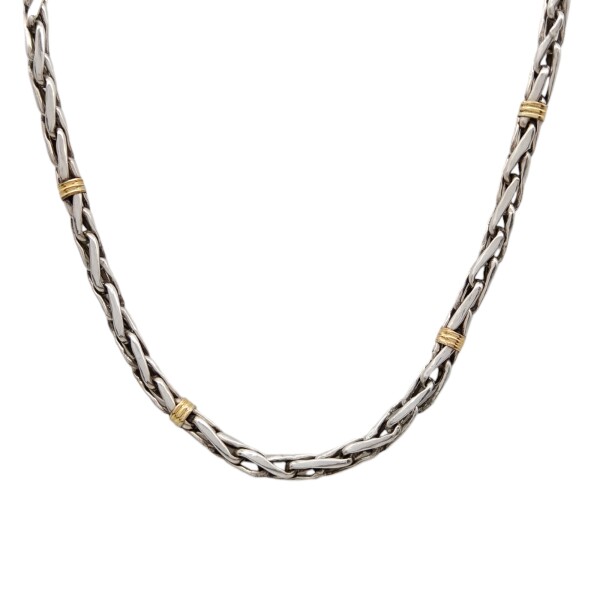 Cadena Espiga-Plata y Oro-Sin piedra-CD5035 sinpiedra