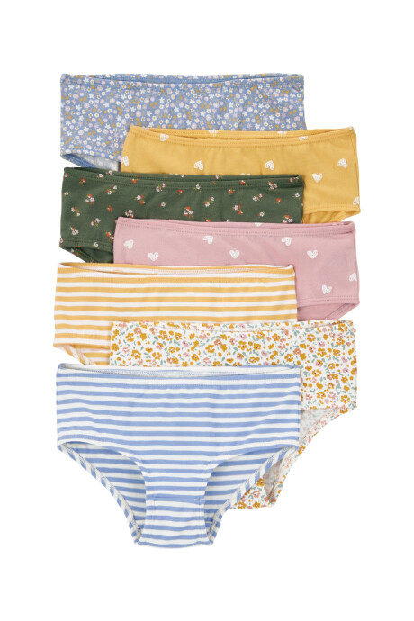 Pack siete bombachas de algodón, estampadas Sin color