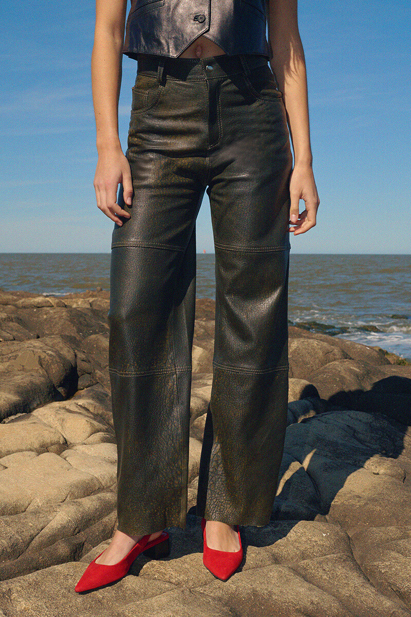 PANTALON MAVIS - OLIVA GASTADO 