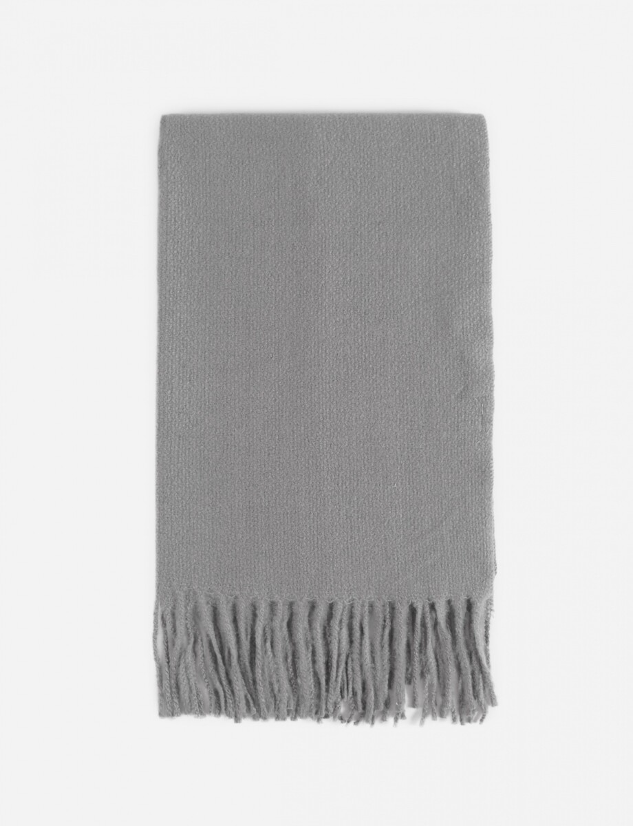 Bufanda tejida con flecos - gris 