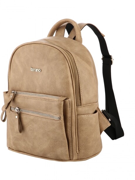 Mochila Doble Cierre Beige