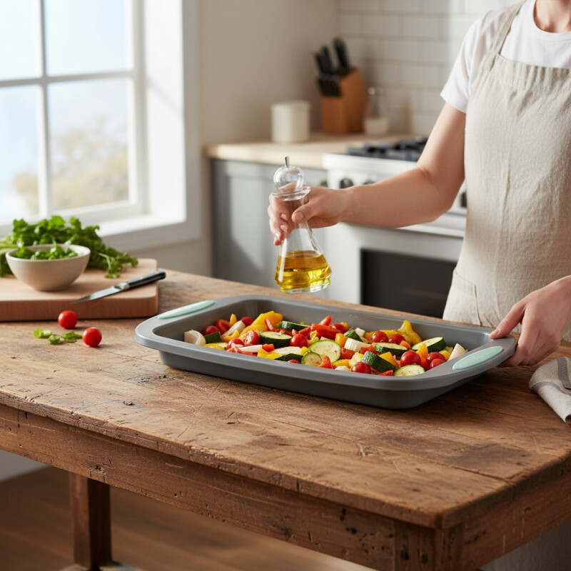 Molde Rectangular de Silicona para Tortas 34.7×21.5×2.8cm Gris