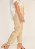 Pantalón 100% lino con dorado Pantalón 100% lino con dorado