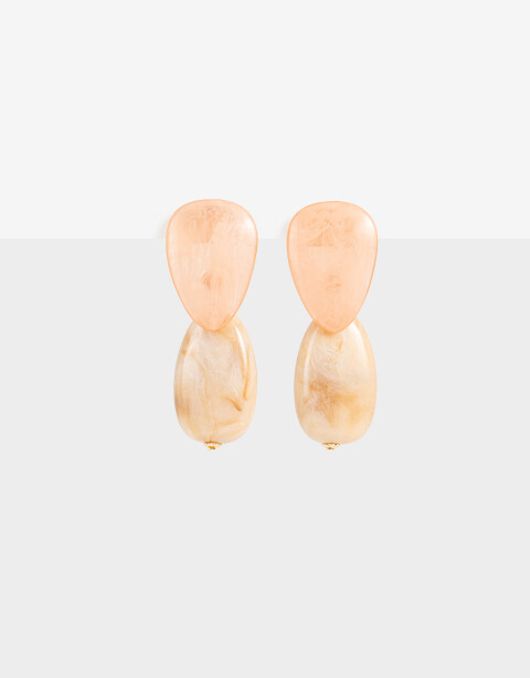 Aros Colgantes Cortos Resina Aro Largos Resina Flor - Dorado