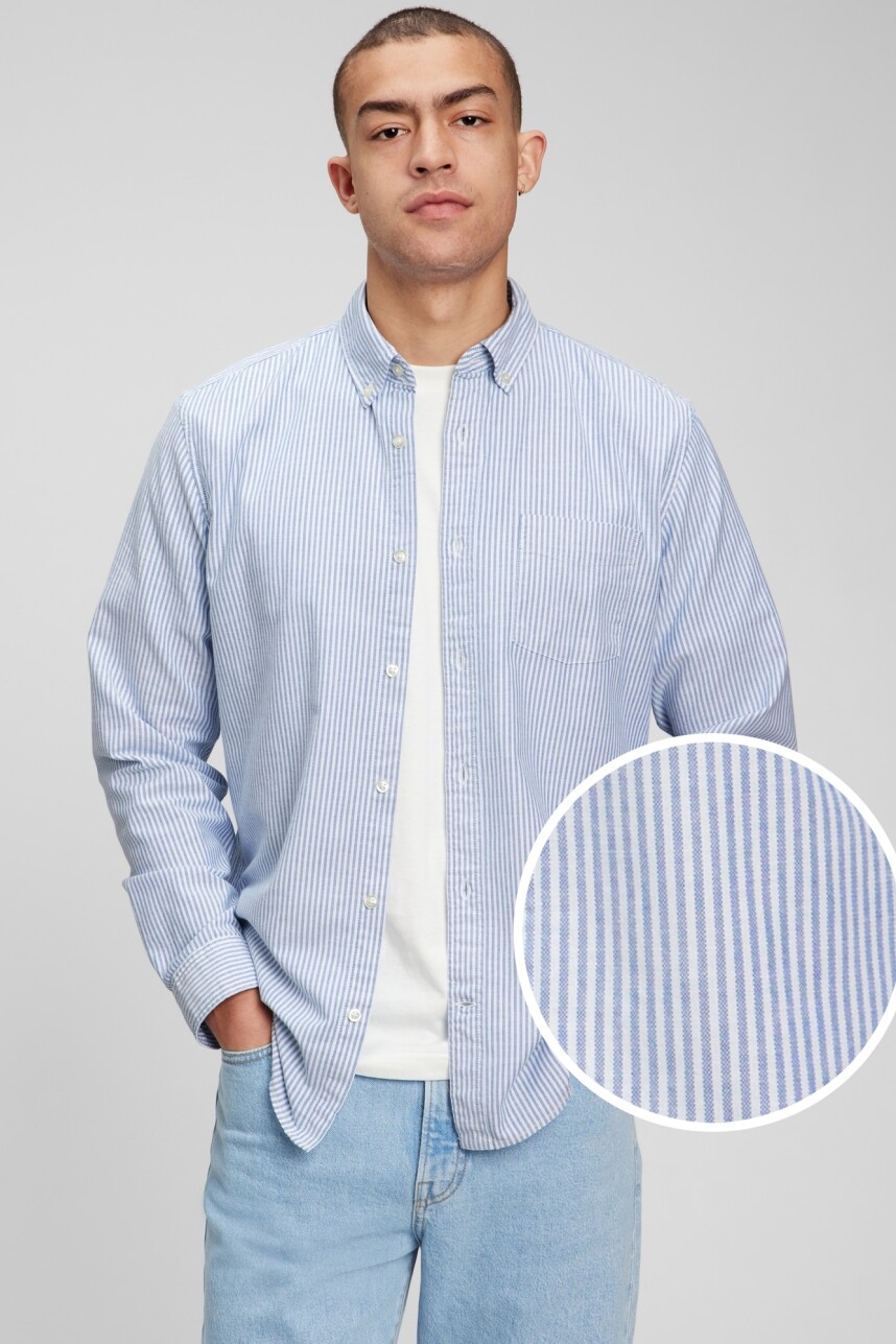 Camisa Oxford Hombre Blue Stripe