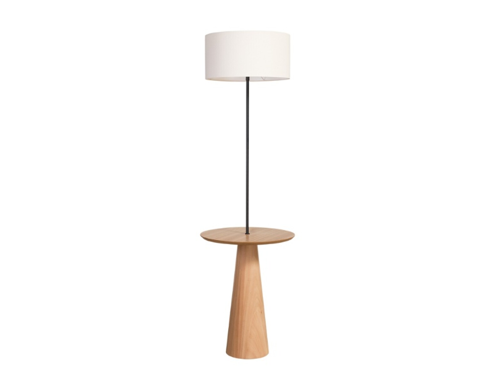 VELADOR DE PIE CON MESADA MAD E27 PANTALLA BEIGE 