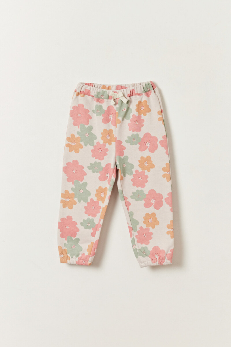 Pantalón deportivo - Estampado Flores Crudo 