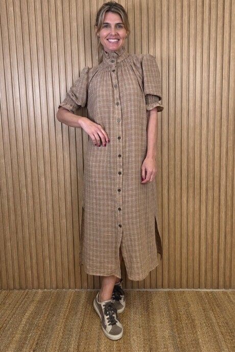 Vestido Maldivas Cuadros Marrón