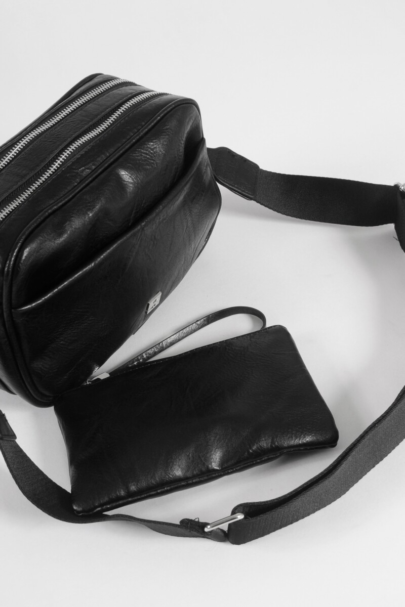 Cartera de hombro con cierres negro