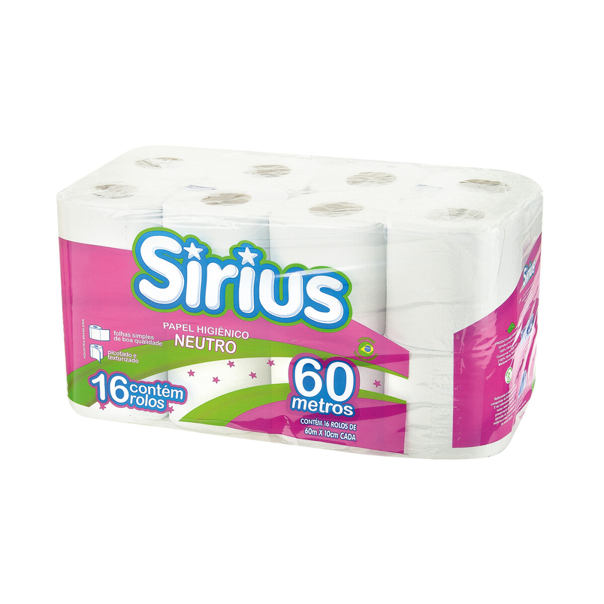 Pack Papel Higiénico Sirius 16 Rollos 60 M - 001 