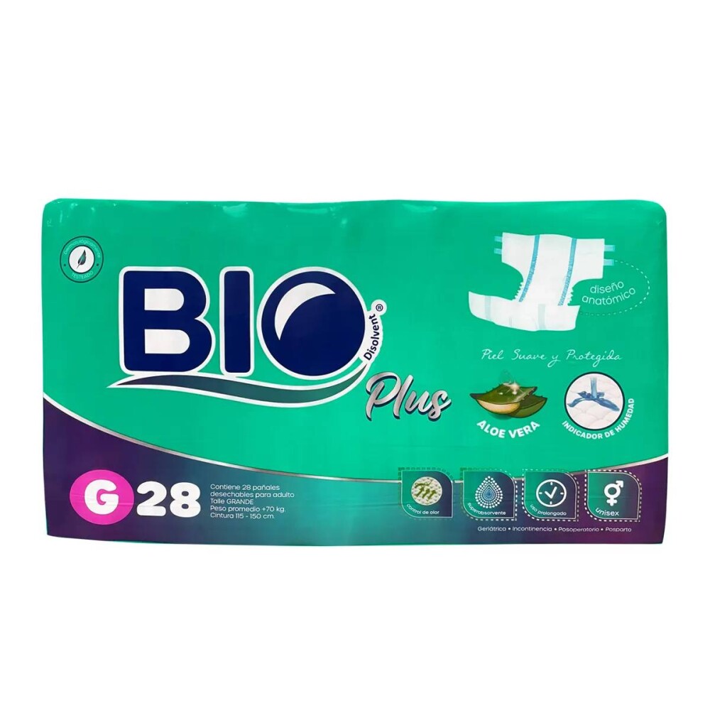 BIO DISOLVENT PLUS PAÑAL ADUL G PAQ. X28 única