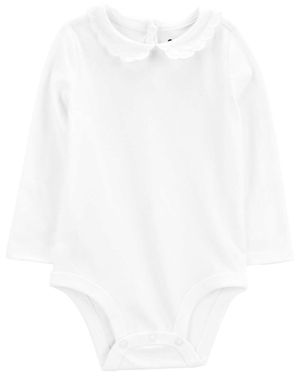 Body de algodón, con cuello mago bordado, blanco 