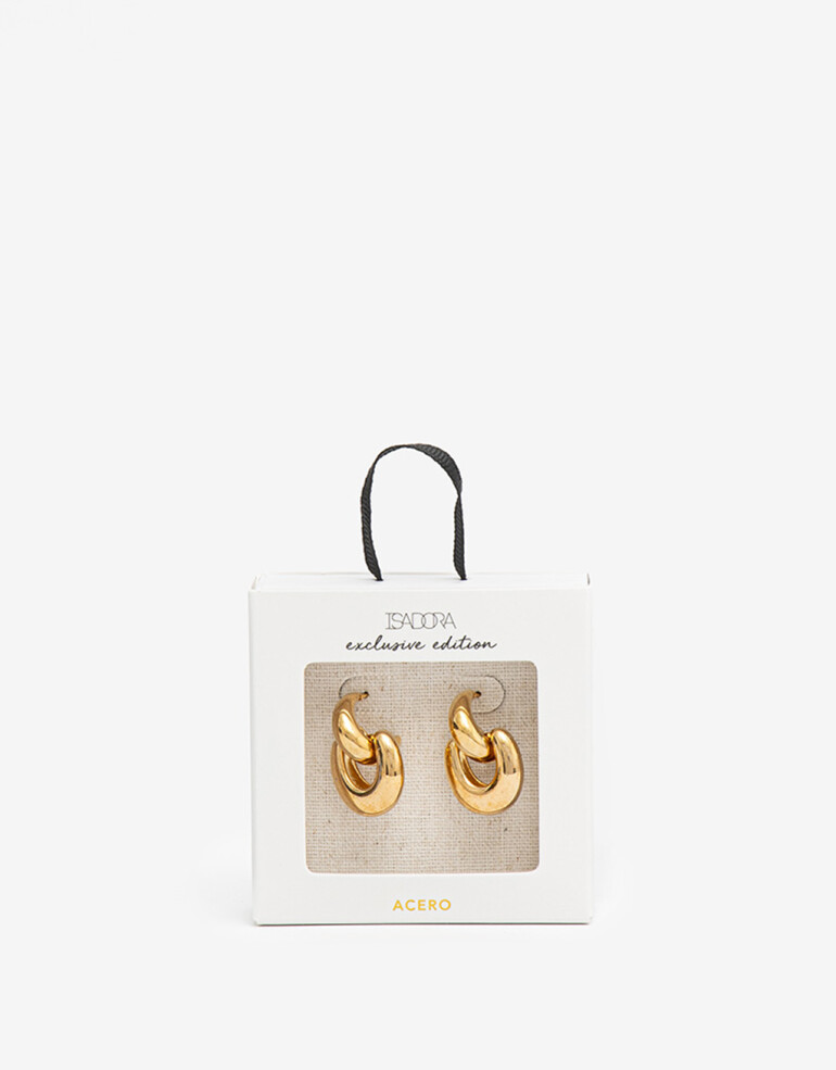 Aros Colgantes Cortos Metal Aros Argolla Corto Acero Chunky - Dorado